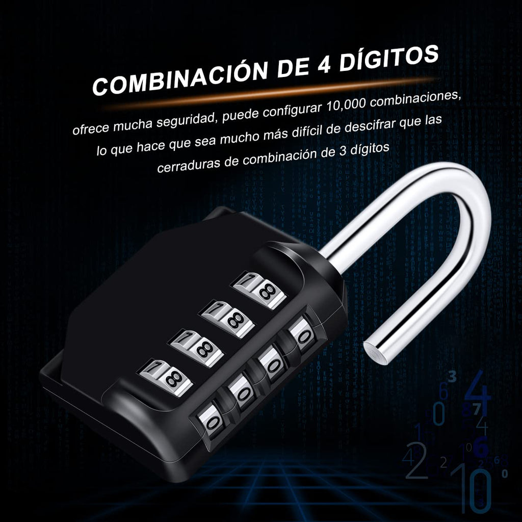 Candado Combinacion, Diyife Impermeable Candado Taquilla, Candado Seguridad 4 Dígitos, Candado para El Casillero del Gimnasio Escolar, Archivadores, Caja De Herramientas,Cerca, Cerrojo (Rojo)