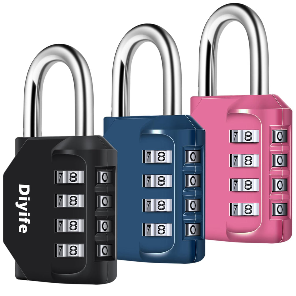 Candado Combinacion, Diyife Impermeable Candado Taquilla, Candado Seguridad 4 Dígitos, Candado para El Casillero del Gimnasio Escolar, Archivadores, Caja De Herramientas,Cerca, Cerrojo (Rojo)