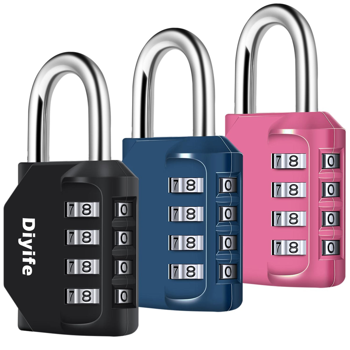 Candado Combinacion, Diyife Impermeable Candado Taquilla, Candado Seguridad 4 Dígitos, Candado para El Casillero del Gimnasio Escolar, Archivadores, Caja De Herramientas,Cerca, Cerrojo (Rojo)