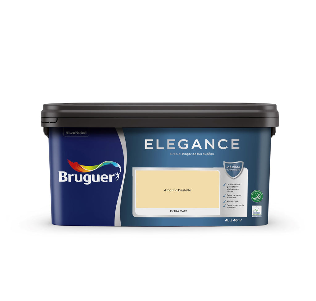 Bruguer ELEGANCE Pintura Monocapa ExtraMate, Paredes y Techos, Interior, Exterior protegido, Alta Durabilidad, UltraLavable, Resistente al Desgaste y Manchas Blanco 750 ml