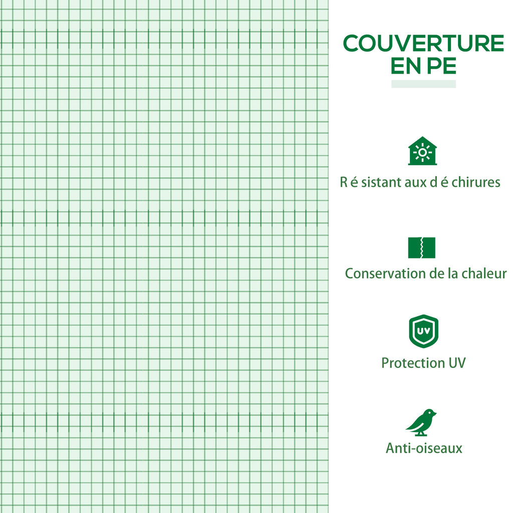 Serre de jardin mini serre 2 fenêtres enroulables couverture en PE haute densité 140 g/m² 120 x 60 x 60 cm vert foncé