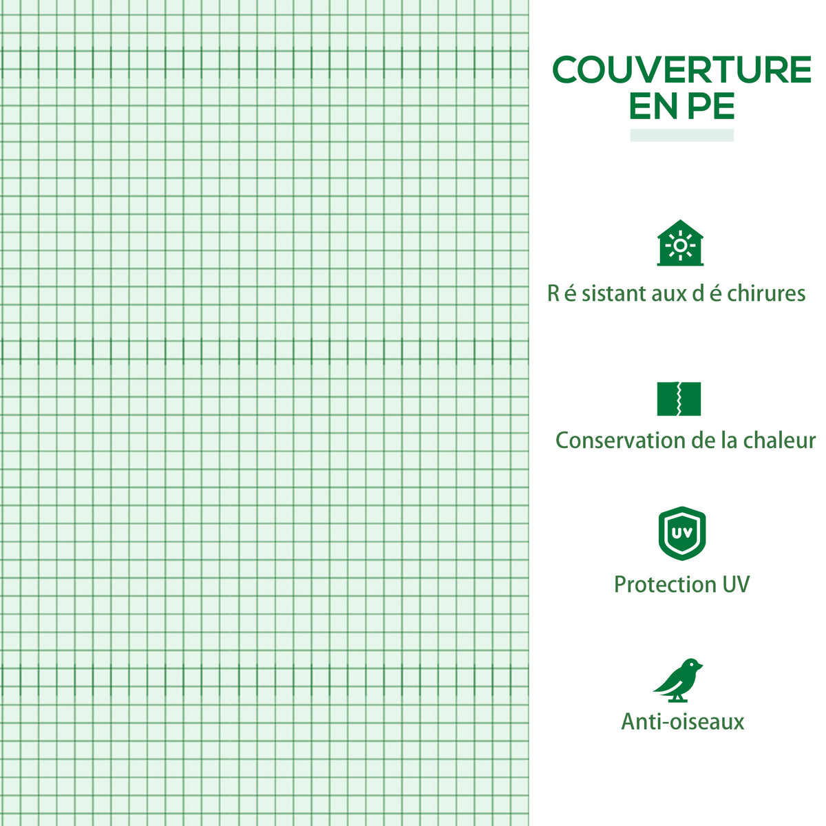 Serre de jardin mini serre 2 fenêtres enroulables couverture en PE haute densité 140 g/m² 120 x 60 x 60 cm vert foncé