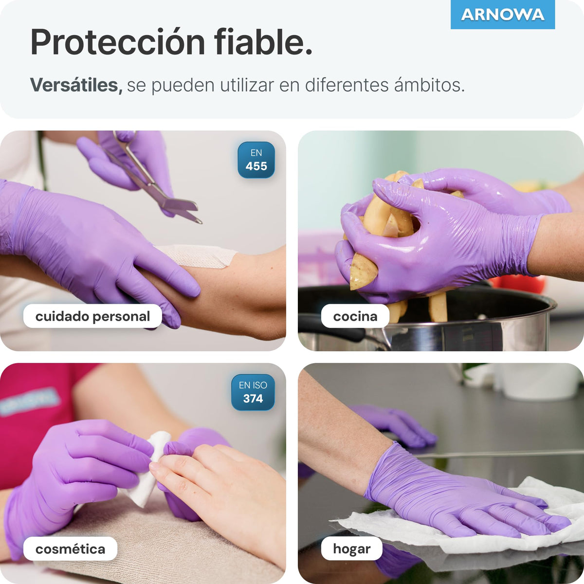 100x ARNOMED® Guantes nitrilo talla L Negro, Guantes desechables quirurgicos y laboratorio, Luvas nitrilo descartaveis sin polvo y látex, Manoplas nitrilo en XS, S, M, L, XL, XXL