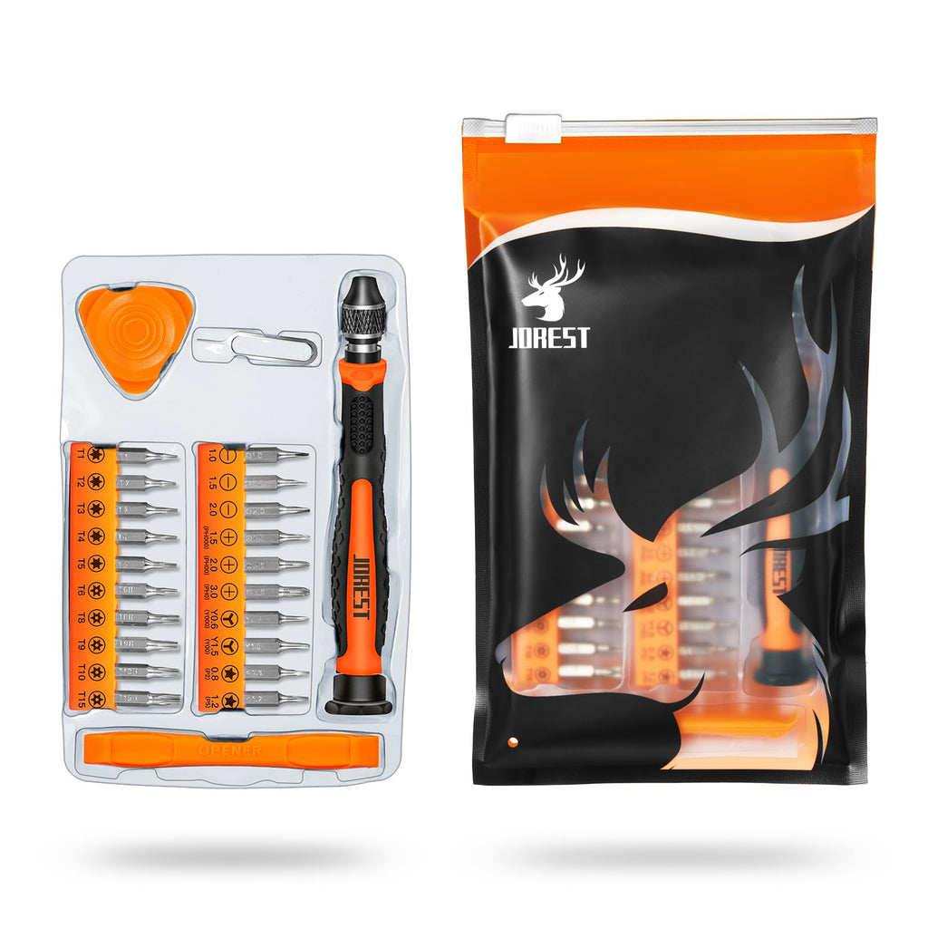 JOREST 40Pcs Destornilladores Precision Kit, Set Herramientas con Torx T1 T2 T3 T4 T5, TR6 T7 T8 T9 T10 T15, Triwing Y00, P2/P5, -1.0/2.0, etc, per Switch, PS4, Joycon, Xbox, PC, Mac, Laptop, Gafas