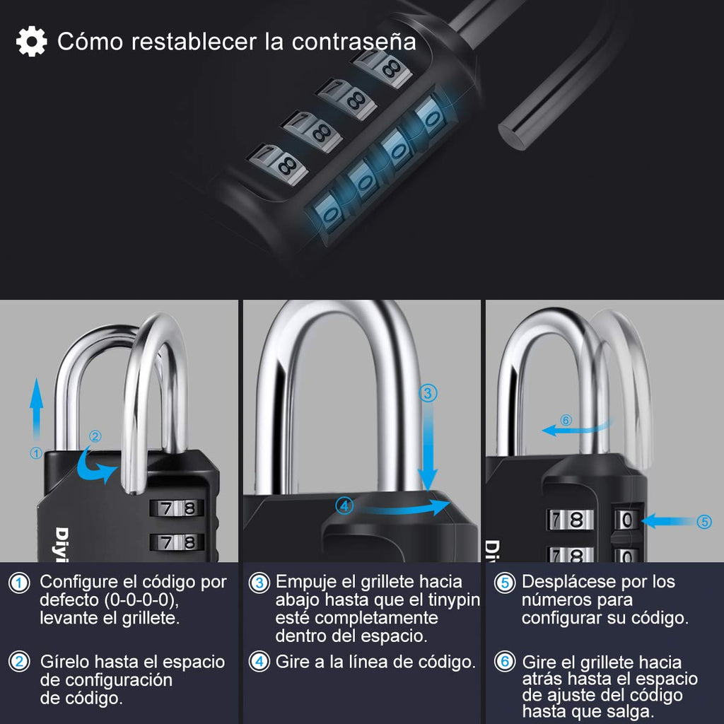 Candado Combinacion, Diyife Impermeable Candado Taquilla, Candado Seguridad 4 Dígitos, Candado para El Casillero del Gimnasio Escolar, Archivadores, Caja De Herramientas,Cerca, Cerrojo (Rojo)