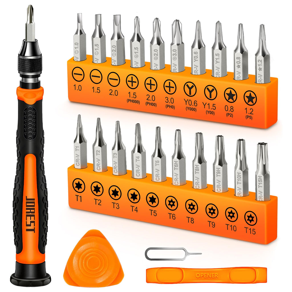 JOREST 40Pcs Destornilladores Precision Kit, Set Herramientas con Torx T1 T2 T3 T4 T5, TR6 T7 T8 T9 T10 T15, Triwing Y00, P2/P5, -1.0/2.0, etc, per Switch, PS4, Joycon, Xbox, PC, Mac, Laptop, Gafas