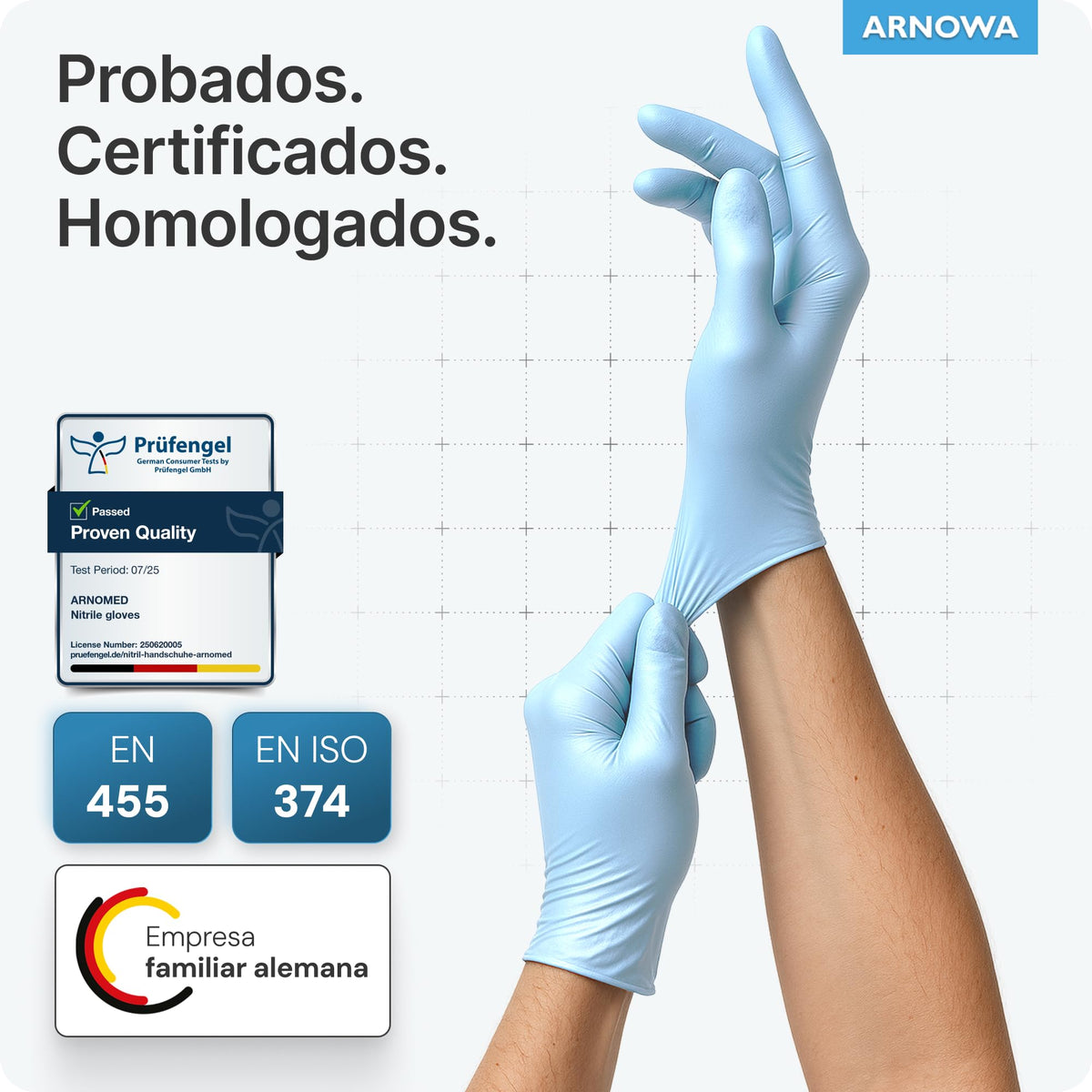 100x ARNOMED® Guantes nitrilo talla L Negro, Guantes desechables quirurgicos y laboratorio, Luvas nitrilo descartaveis sin polvo y látex, Manoplas nitrilo en XS, S, M, L, XL, XXL