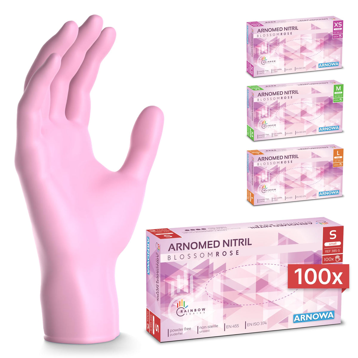100x ARNOMED® Guantes nitrilo talla L Negro, Guantes desechables quirurgicos y laboratorio, Luvas nitrilo descartaveis sin polvo y látex, Manoplas nitrilo en XS, S, M, L, XL, XXL