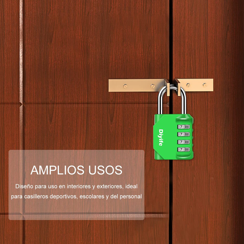 Candado Combinacion, Diyife Impermeable Candado Taquilla, Candado Seguridad 4 Dígitos, Candado para El Casillero del Gimnasio Escolar, Archivadores, Caja De Herramientas,Cerca, Cerrojo (Rojo)