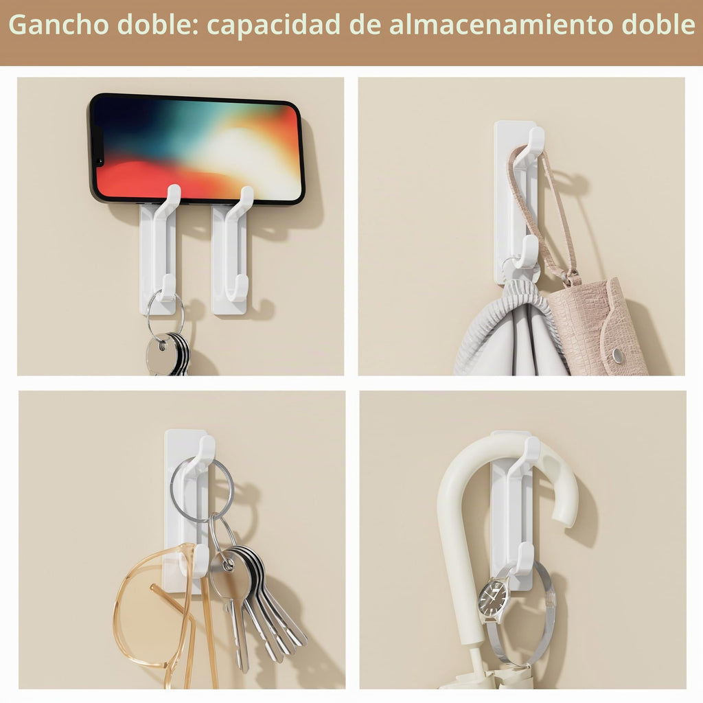 pickpiff Ganchos Adhesivos para Pared, Resistentes 6kg, Sin Taladrar, Impermeable, Colgadores para Baño Cocina Abrigos, Perchas Adhesivas de Acero Inoxidable, Negro, 6 Piezas