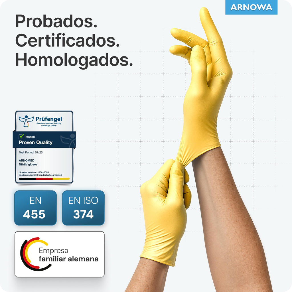 100x ARNOMED® Guantes nitrilo talla L Negro, Guantes desechables quirurgicos y laboratorio, Luvas nitrilo descartaveis sin polvo y látex, Manoplas nitrilo en XS, S, M, L, XL, XXL