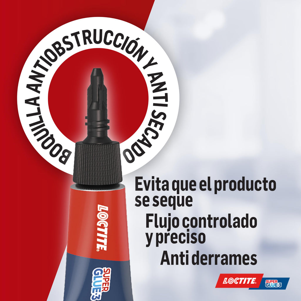 Loctite Super Glue-3 Monodosis, Pegamento Instantáneo Transparente, 3 x 1 g