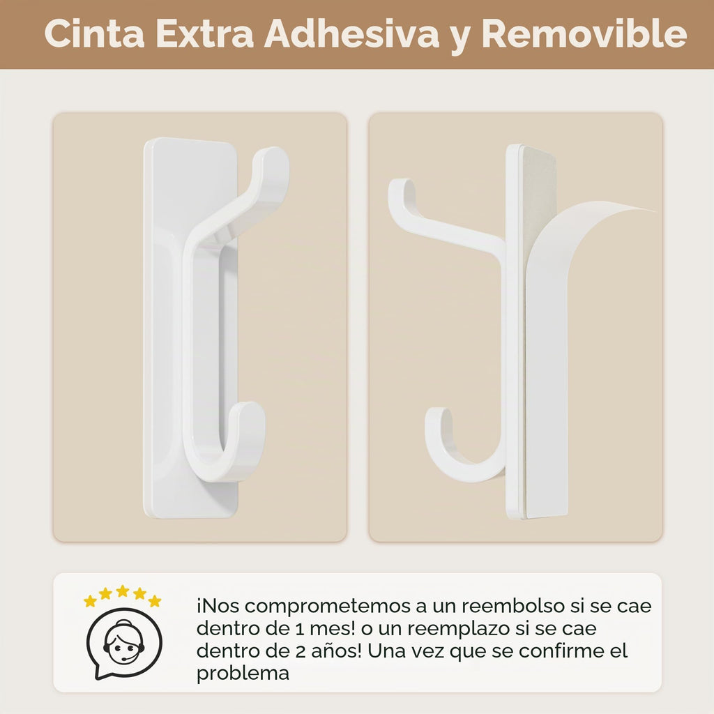 pickpiff Ganchos Adhesivos para Pared, Resistentes 6kg, Sin Taladrar, Impermeable, Colgadores para Baño Cocina Abrigos, Perchas Adhesivas de Acero Inoxidable, Negro, 6 Piezas