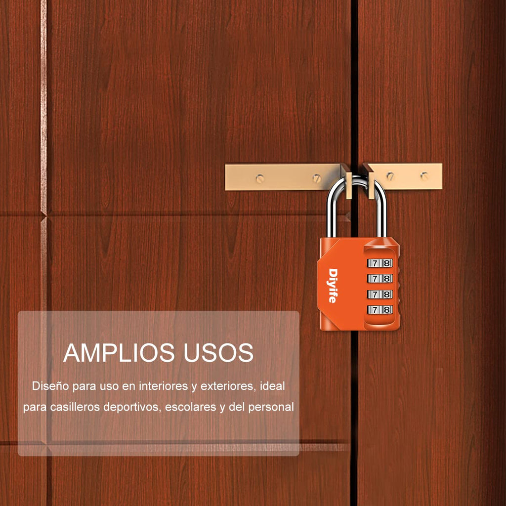 Candado Combinacion, Diyife Impermeable Candado Taquilla, Candado Seguridad 4 Dígitos, Candado para El Casillero del Gimnasio Escolar, Archivadores, Caja De Herramientas,Cerca, Cerrojo (Rojo)