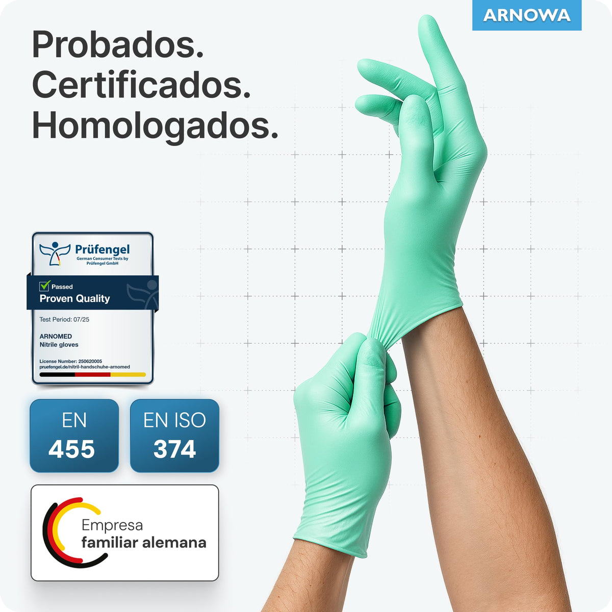 100x ARNOMED® Guantes nitrilo talla L Negro, Guantes desechables quirurgicos y laboratorio, Luvas nitrilo descartaveis sin polvo y látex, Manoplas nitrilo en XS, S, M, L, XL, XXL
