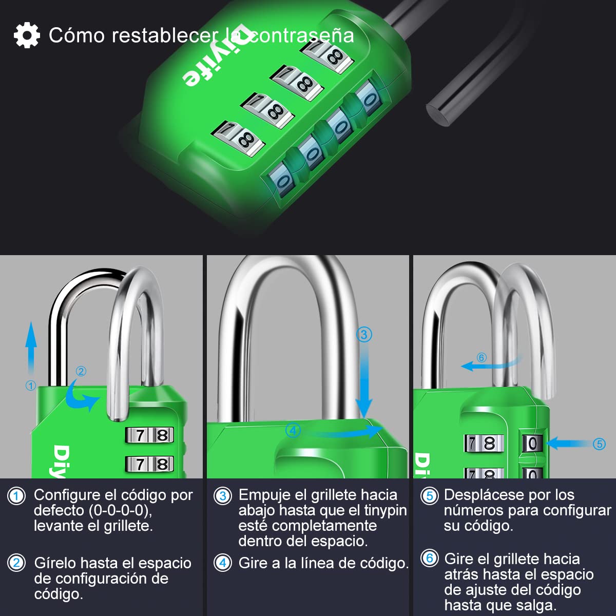 Candado Combinacion, Diyife Impermeable Candado Taquilla, Candado Seguridad 4 Dígitos, Candado para El Casillero del Gimnasio Escolar, Archivadores, Caja De Herramientas,Cerca, Cerrojo (Rojo)