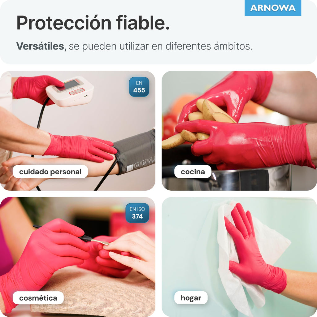 100x ARNOMED® Guantes nitrilo talla L Negro, Guantes desechables quirurgicos y laboratorio, Luvas nitrilo descartaveis sin polvo y látex, Manoplas nitrilo en XS, S, M, L, XL, XXL