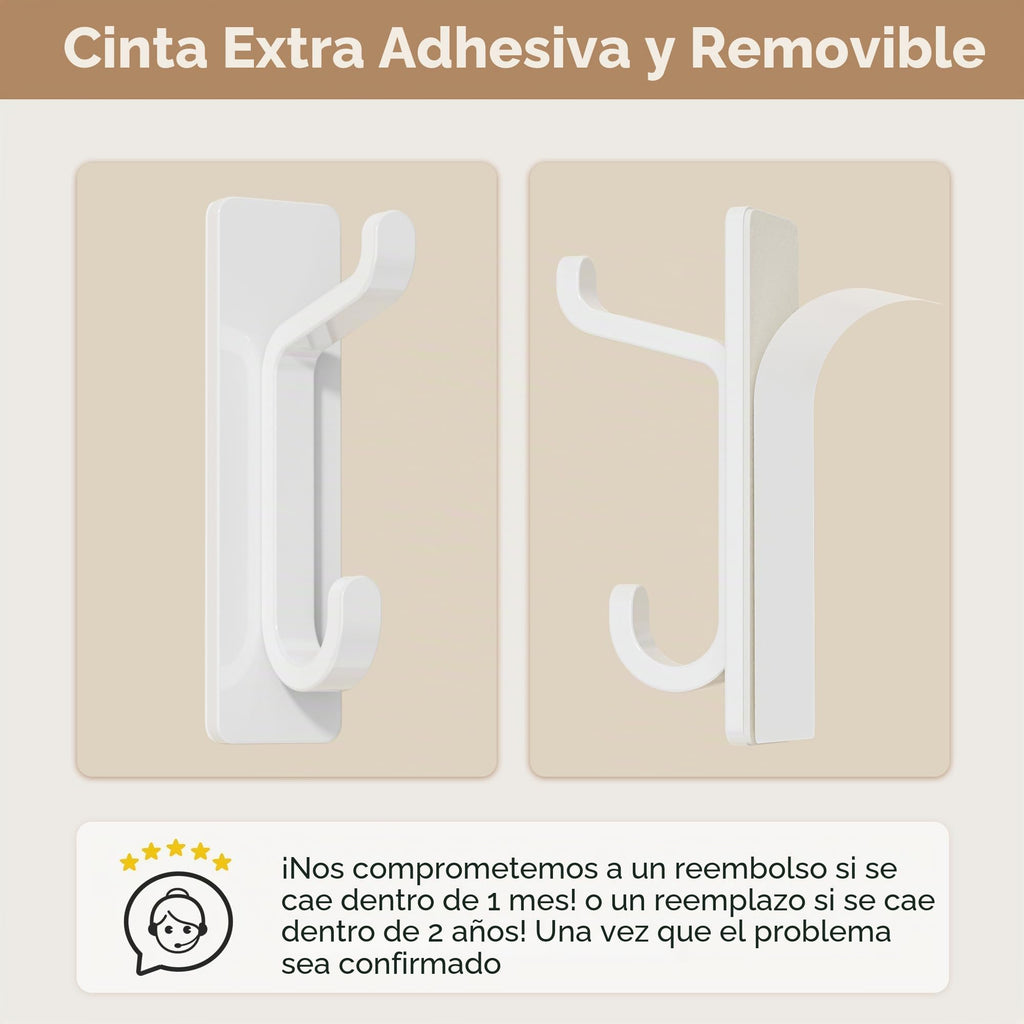 pickpiff Ganchos Adhesivos para Pared, Resistentes 6kg, Sin Taladrar, Impermeable, Colgadores para Baño Cocina Abrigos, Perchas Adhesivas de Acero Inoxidable, Negro, 6 Piezas