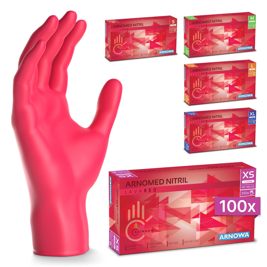 100x ARNOMED® Guantes nitrilo talla L Negro, Guantes desechables quirurgicos y laboratorio, Luvas nitrilo descartaveis sin polvo y látex, Manoplas nitrilo en XS, S, M, L, XL, XXL