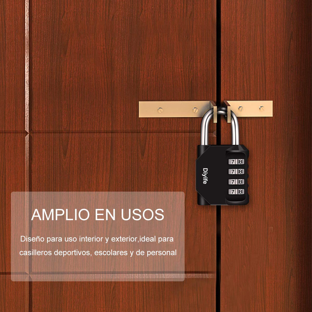 Candado Combinacion, Diyife Impermeable Candado Taquilla, Candado Seguridad 4 Dígitos, Candado para El Casillero del Gimnasio Escolar, Archivadores, Caja De Herramientas,Cerca, Cerrojo (Rojo)