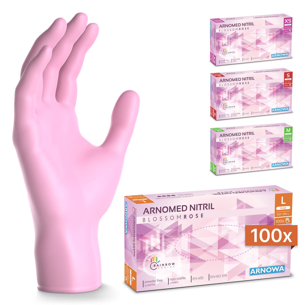100x ARNOMED® Guantes nitrilo talla L Negro, Guantes desechables quirurgicos y laboratorio, Luvas nitrilo descartaveis sin polvo y látex, Manoplas nitrilo en XS, S, M, L, XL, XXL