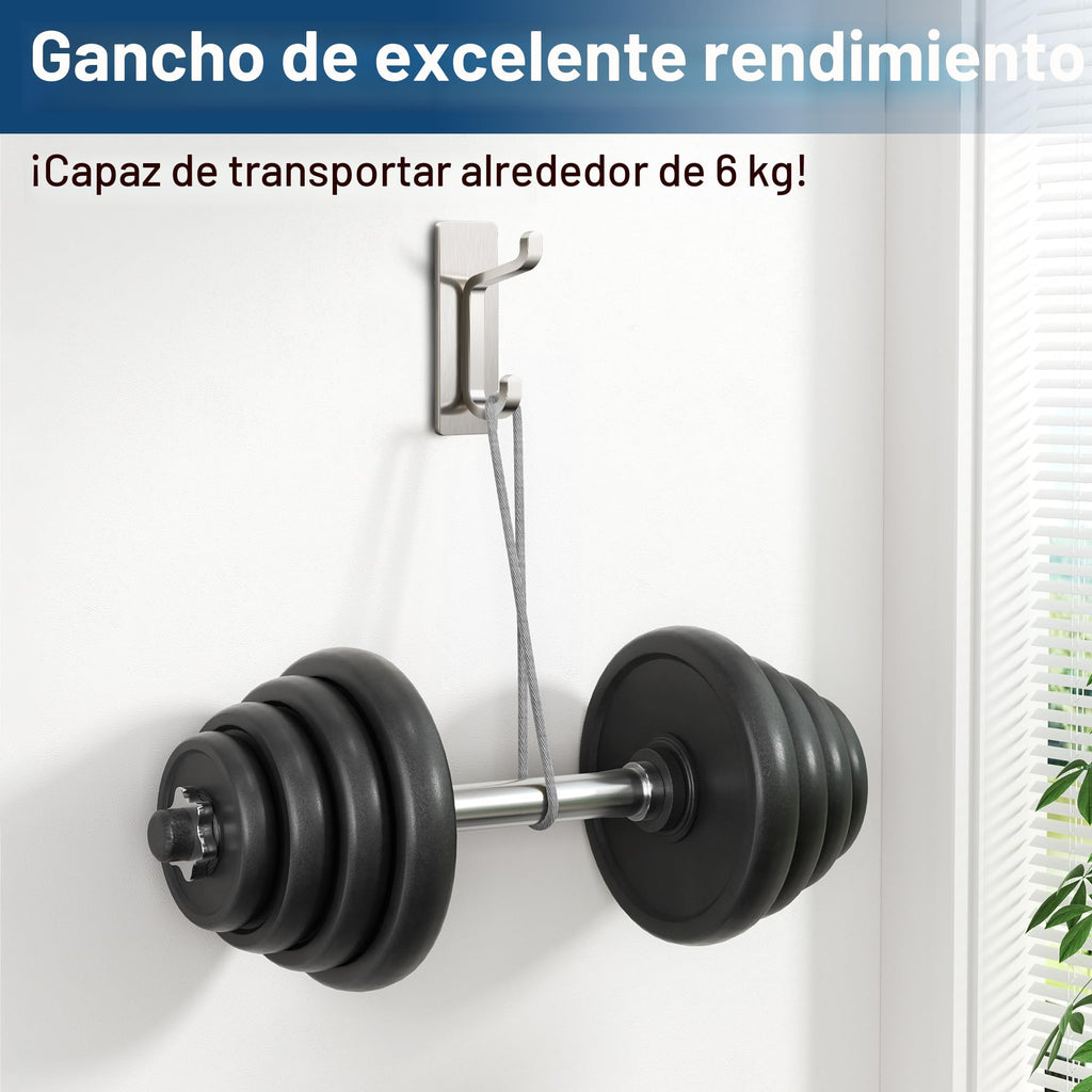 pickpiff Ganchos Adhesivos para Pared, Resistentes 6kg, Sin Taladrar, Impermeable, Colgadores para Baño Cocina Abrigos, Perchas Adhesivas de Acero Inoxidable, Negro, 6 Piezas