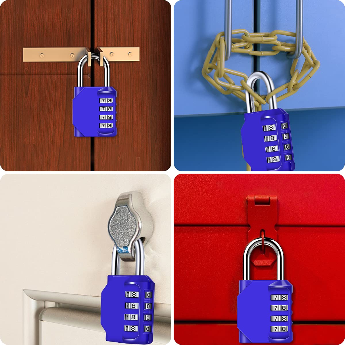 Candado Combinacion, Diyife Impermeable Candado Taquilla, Candado Seguridad 4 Dígitos, Candado para El Casillero del Gimnasio Escolar, Archivadores, Caja De Herramientas,Cerca, Cerrojo (Rojo)