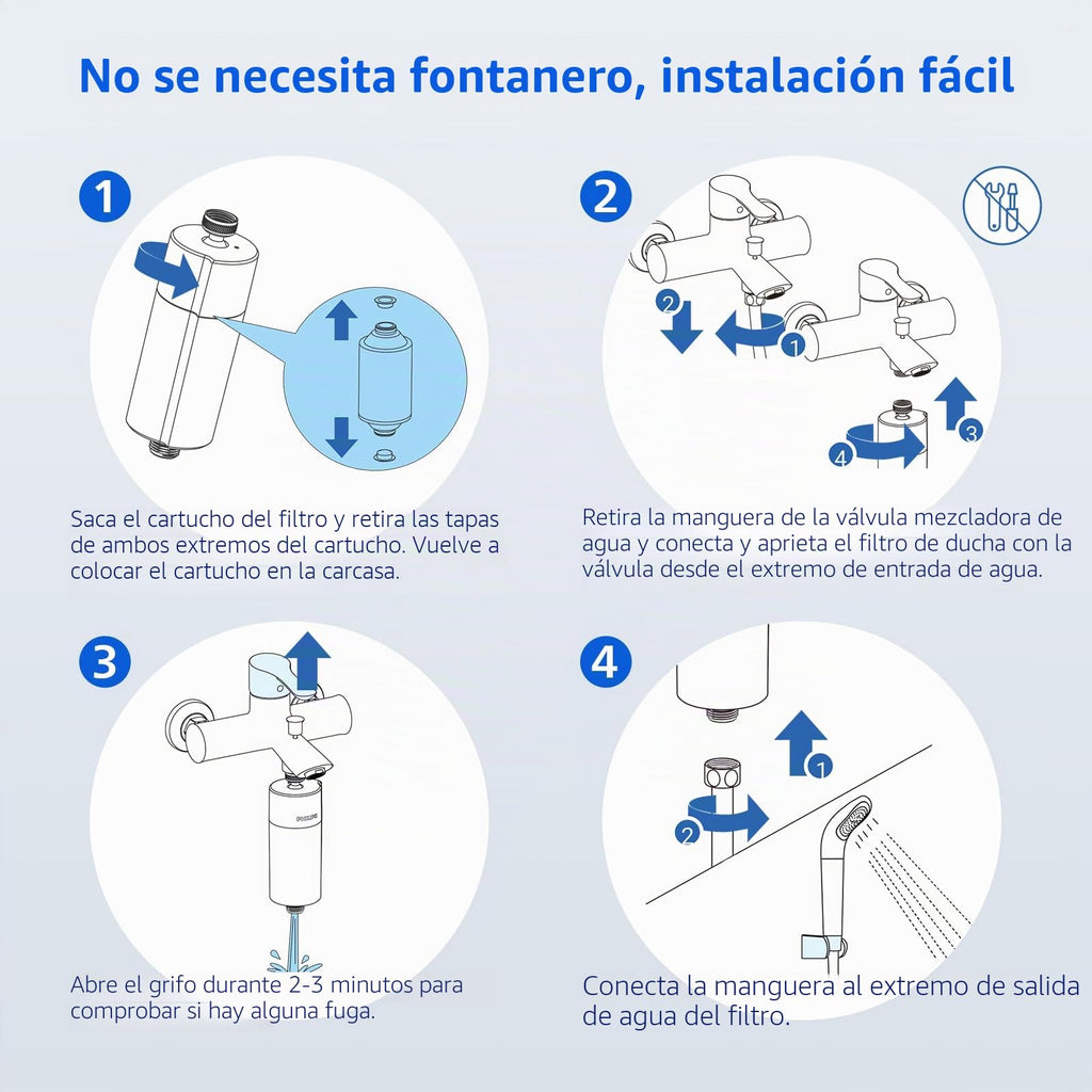 Philips Water Filtro de ducha en línea + 3 cartuchos de repuesto, reduce hasta un 99 % de CLORO, CROMADO, capacidad de filtración de 50 000 L por filtro