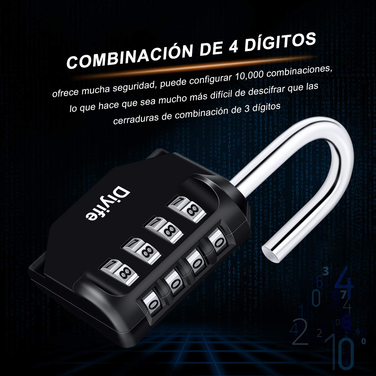 Candado Combinacion, Diyife Impermeable Candado Taquilla, Candado Seguridad 4 Dígitos, Candado para El Casillero del Gimnasio Escolar, Archivadores, Caja De Herramientas,Cerca, Cerrojo (Rojo)