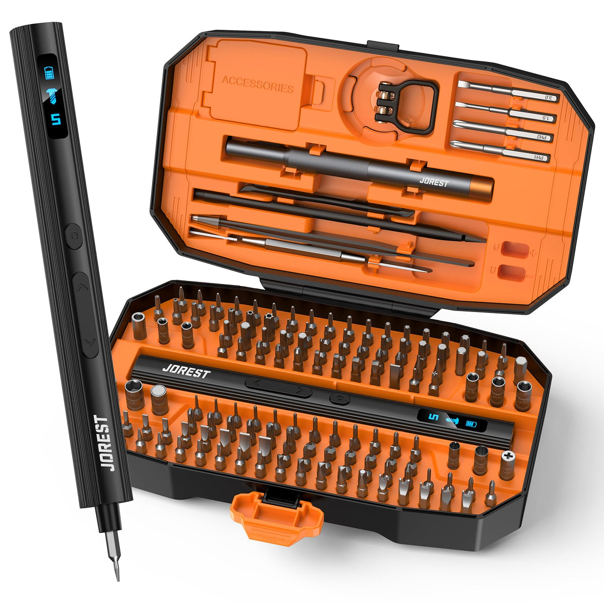 JOREST 40Pcs Destornilladores Precision Kit, Set Herramientas con Torx T1 T2 T3 T4 T5, TR6 T7 T8 T9 T10 T15, Triwing Y00, P2/P5, -1.0/2.0, etc, per Switch, PS4, Joycon, Xbox, PC, Mac, Laptop, Gafas