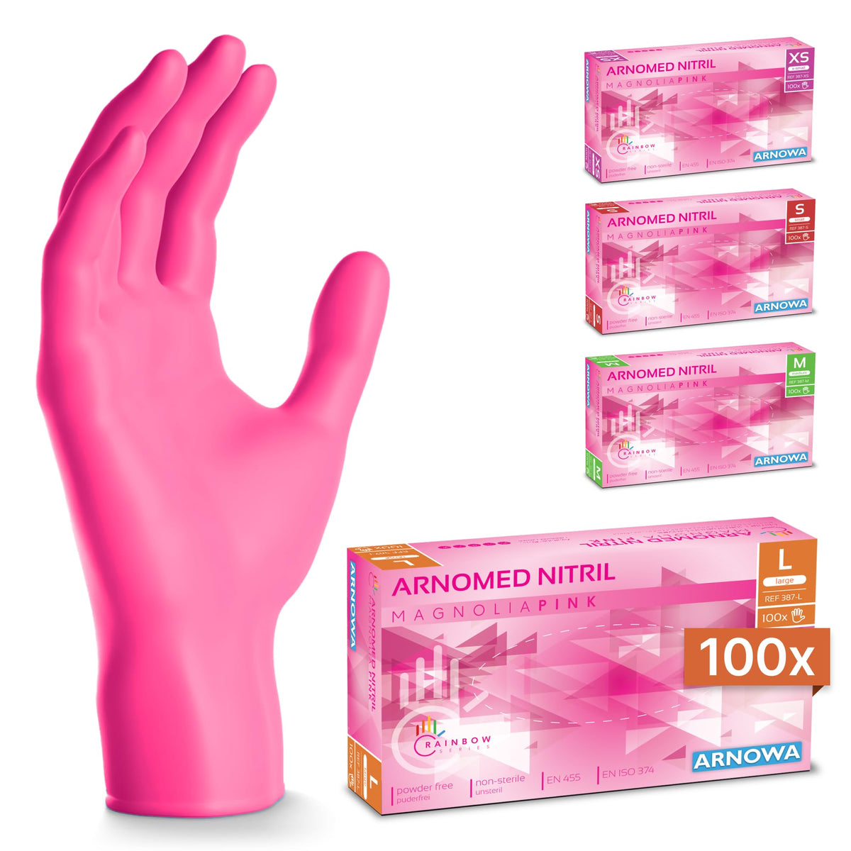 100x ARNOMED® Guantes nitrilo talla L Negro, Guantes desechables quirurgicos y laboratorio, Luvas nitrilo descartaveis sin polvo y látex, Manoplas nitrilo en XS, S, M, L, XL, XXL