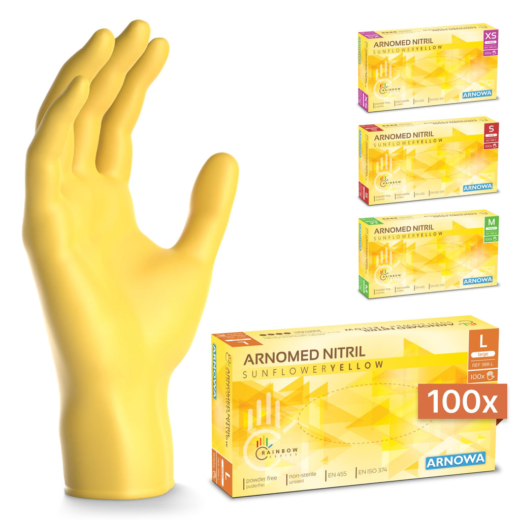 100x ARNOMED® Guantes nitrilo talla L Negro, Guantes desechables quirurgicos y laboratorio, Luvas nitrilo descartaveis sin polvo y látex, Manoplas nitrilo en XS, S, M, L, XL, XXL