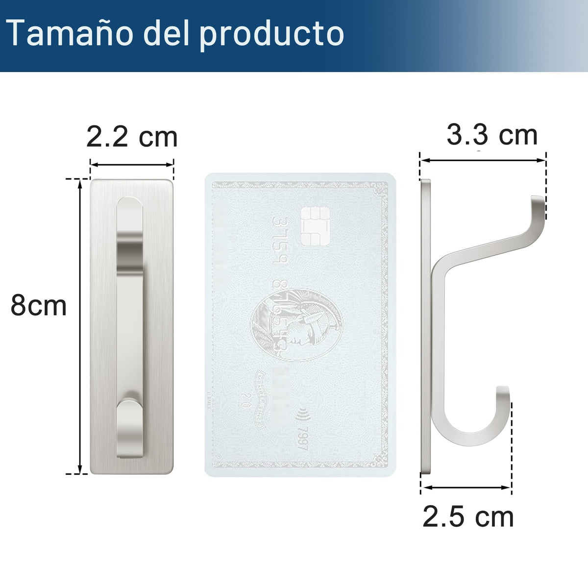 pickpiff Ganchos Adhesivos para Pared, Resistentes 6kg, Sin Taladrar, Impermeable, Colgadores para Baño Cocina Abrigos, Perchas Adhesivas de Acero Inoxidable, Negro, 6 Piezas