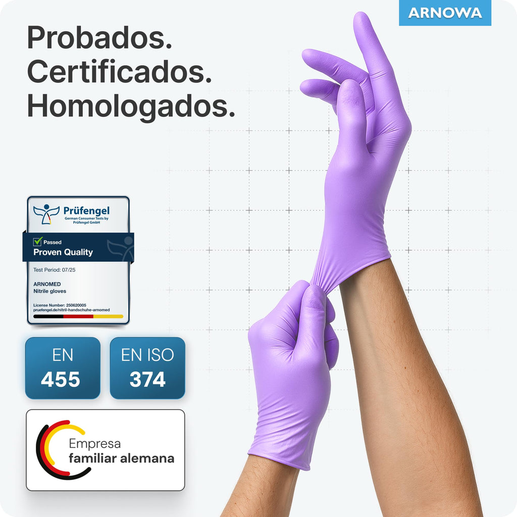 100x ARNOMED® Guantes nitrilo talla L Negro, Guantes desechables quirurgicos y laboratorio, Luvas nitrilo descartaveis sin polvo y látex, Manoplas nitrilo en XS, S, M, L, XL, XXL