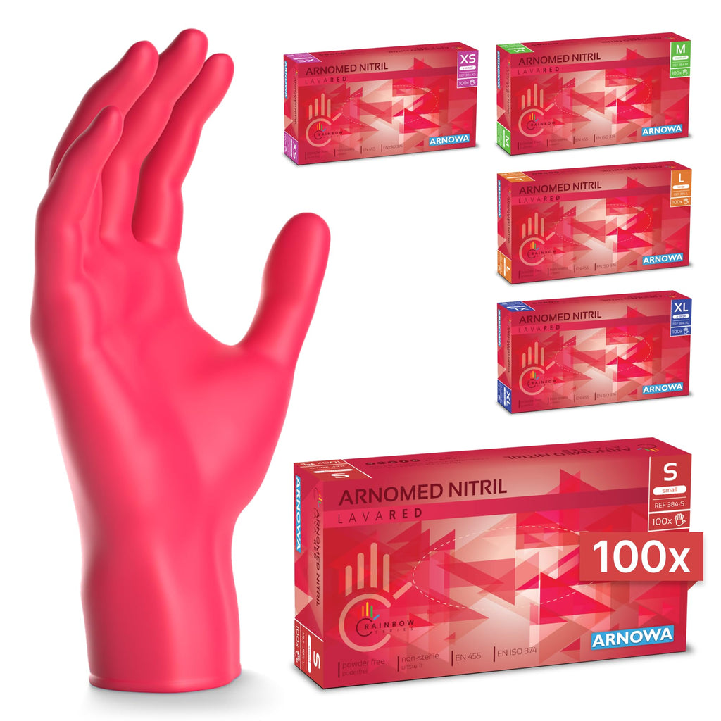 100x ARNOMED® Guantes nitrilo talla L Negro, Guantes desechables quirurgicos y laboratorio, Luvas nitrilo descartaveis sin polvo y látex, Manoplas nitrilo en XS, S, M, L, XL, XXL