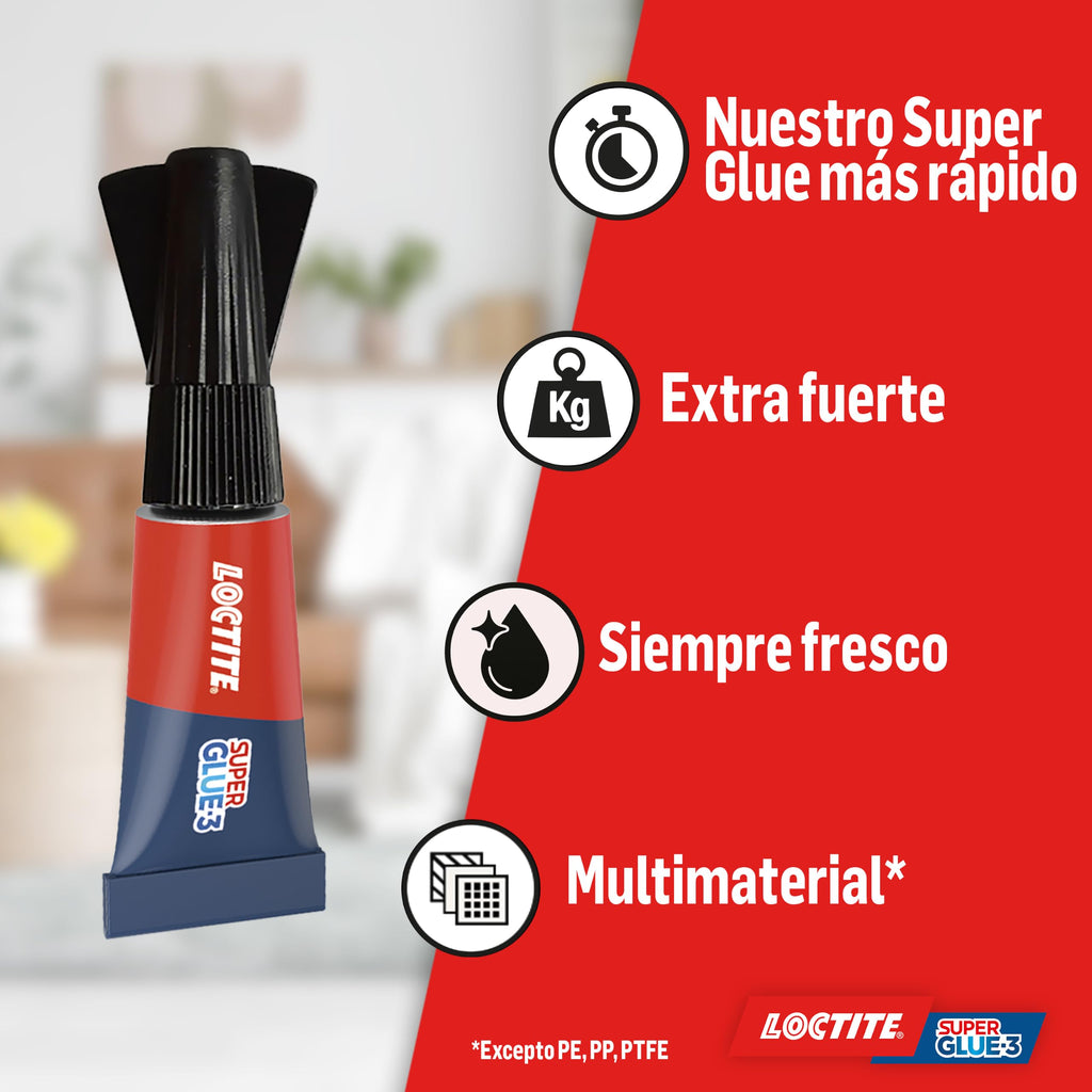 Loctite Super Glue-3 Monodosis, Pegamento Instantáneo Transparente, 3 x 1 g