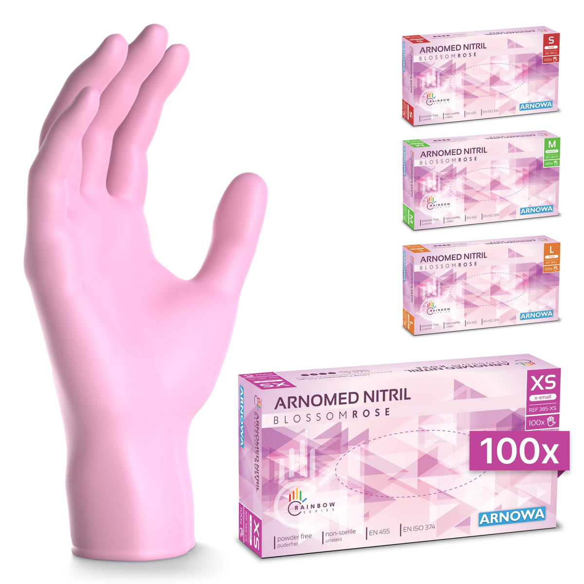 100x ARNOMED® Guantes nitrilo talla L Negro, Guantes desechables quirurgicos y laboratorio, Luvas nitrilo descartaveis sin polvo y látex, Manoplas nitrilo en XS, S, M, L, XL, XXL