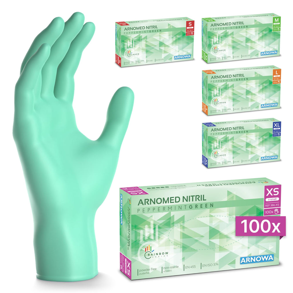 100x ARNOMED® Guantes nitrilo talla L Negro, Guantes desechables quirurgicos y laboratorio, Luvas nitrilo descartaveis sin polvo y látex, Manoplas nitrilo en XS, S, M, L, XL, XXL