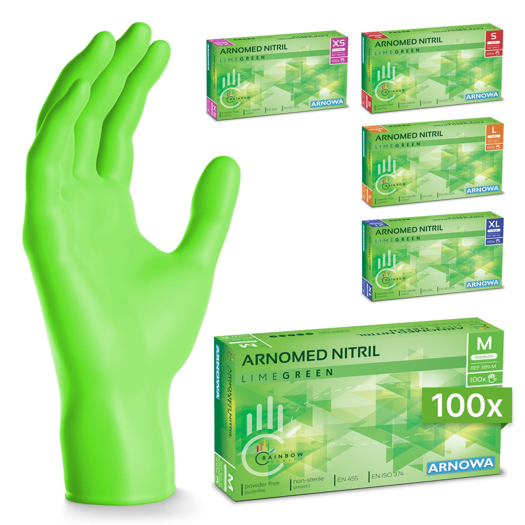 100x ARNOMED® Guantes nitrilo talla L Negro, Guantes desechables quirurgicos y laboratorio, Luvas nitrilo descartaveis sin polvo y látex, Manoplas nitrilo en XS, S, M, L, XL, XXL