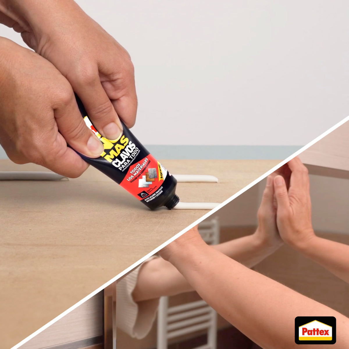 Pattex No Más Clavos Para Todo HighTack, adhesivo de montaje resistente a temperaturas extremas, pegamento fuerte en superficies húmedas, adhesivo blanco, 1 tubo x 142 g