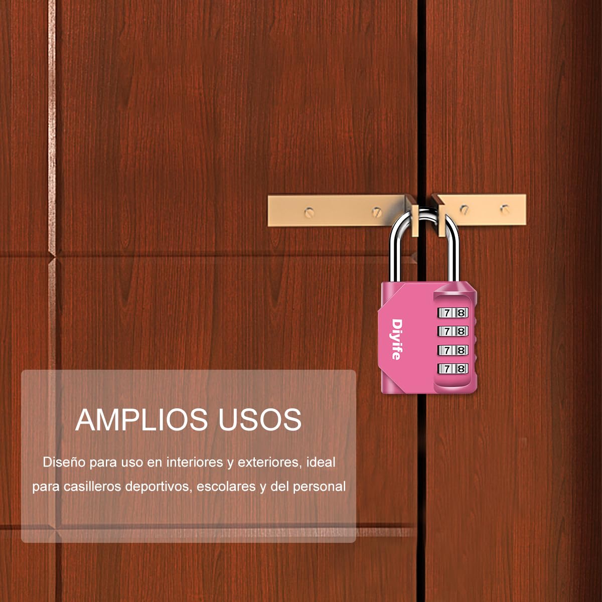 Candado Combinacion, Diyife Impermeable Candado Taquilla, Candado Seguridad 4 Dígitos, Candado para El Casillero del Gimnasio Escolar, Archivadores, Caja De Herramientas,Cerca, Cerrojo (Rojo)