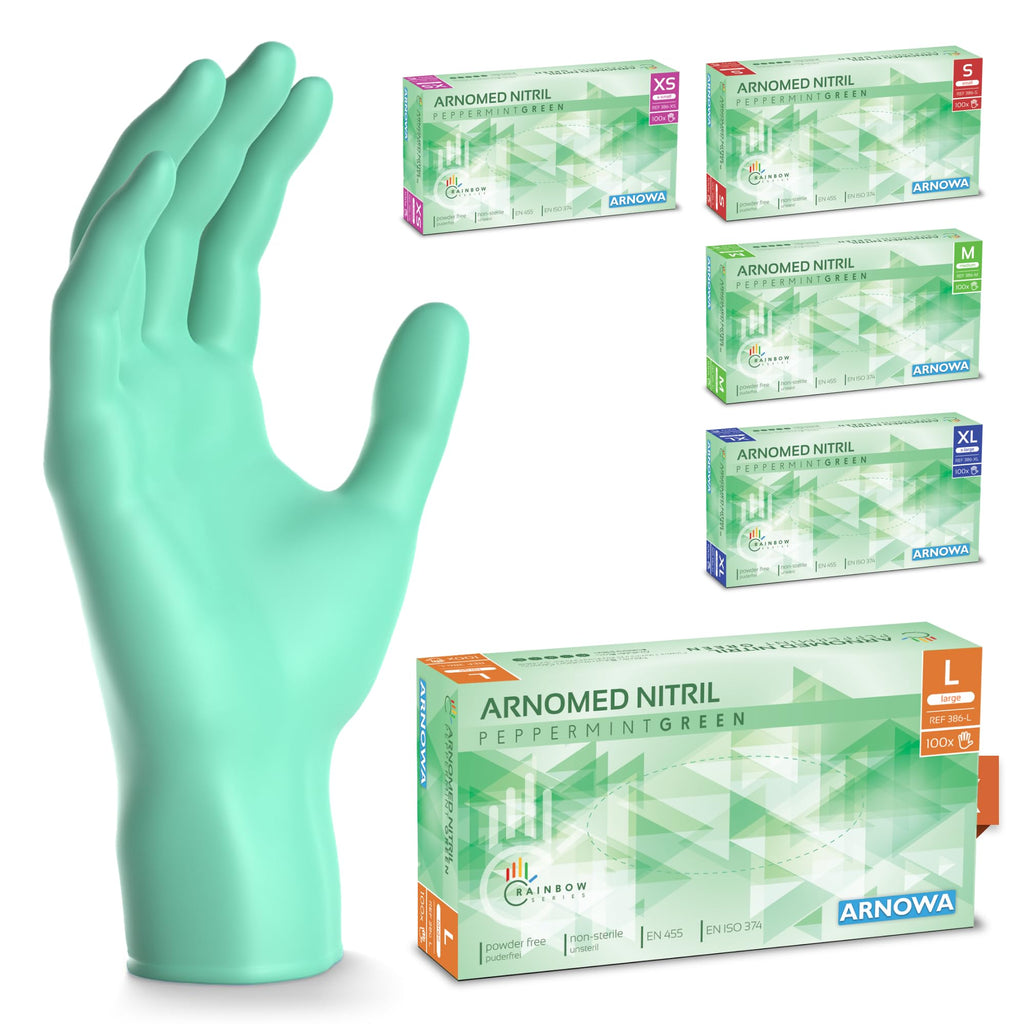100x ARNOMED® Guantes nitrilo talla L Negro, Guantes desechables quirurgicos y laboratorio, Luvas nitrilo descartaveis sin polvo y látex, Manoplas nitrilo en XS, S, M, L, XL, XXL