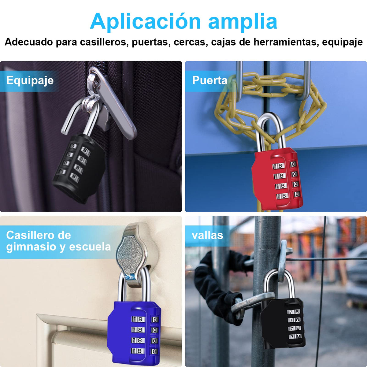 Candado Combinacion, Diyife Impermeable Candado Taquilla, Candado Seguridad 4 Dígitos, Candado para El Casillero del Gimnasio Escolar, Archivadores, Caja De Herramientas,Cerca, Cerrojo (Rojo)