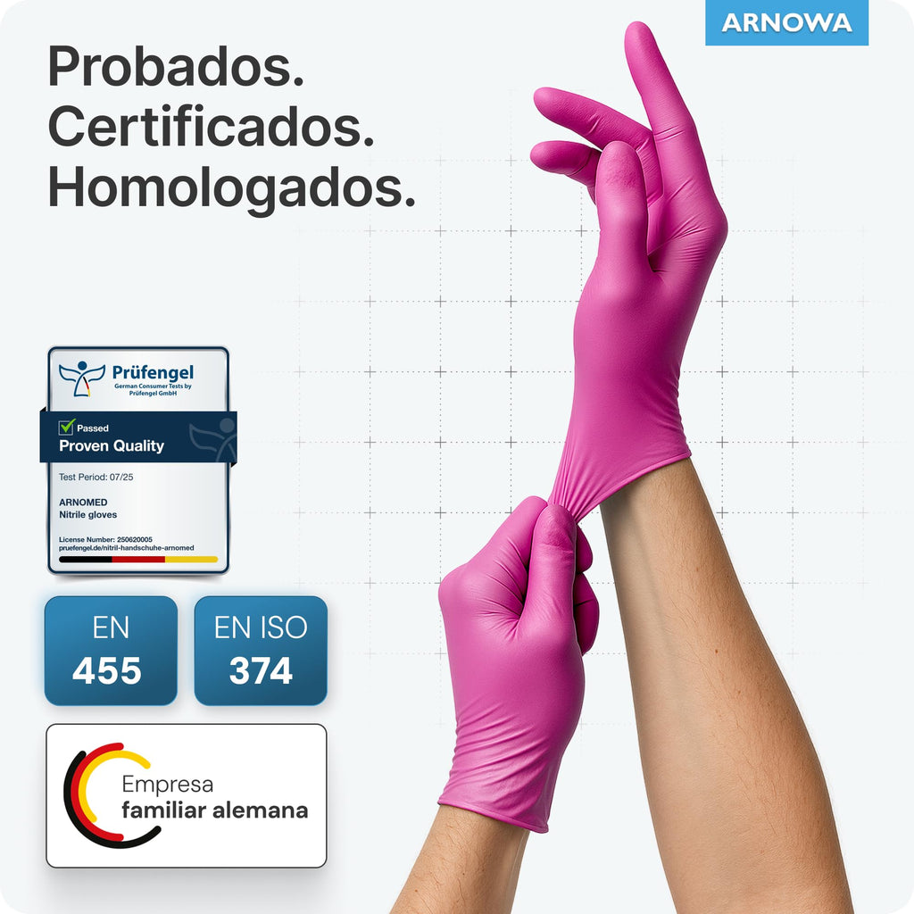 100x ARNOMED® Guantes nitrilo talla L Negro, Guantes desechables quirurgicos y laboratorio, Luvas nitrilo descartaveis sin polvo y látex, Manoplas nitrilo en XS, S, M, L, XL, XXL