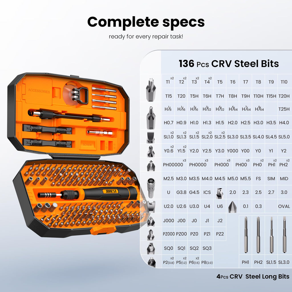 JOREST 40Pcs Destornilladores Precision Kit, Set Herramientas con Torx T1 T2 T3 T4 T5, TR6 T7 T8 T9 T10 T15, Triwing Y00, P2/P5, -1.0/2.0, etc, per Switch, PS4, Joycon, Xbox, PC, Mac, Laptop, Gafas