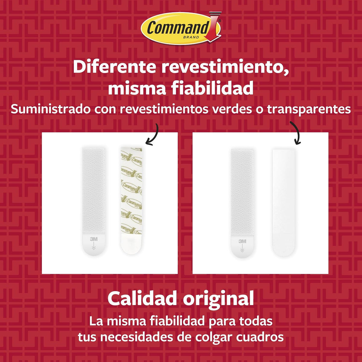 Command Tiras Adhesivas para Colgar Cuadros, 8 pares Grandes/4 pares Medianas, Blancas - Para Marcos, Espejos, Letreros, o Relojes de Pared - Colgar Sin Agujeros y Sin Taladrar