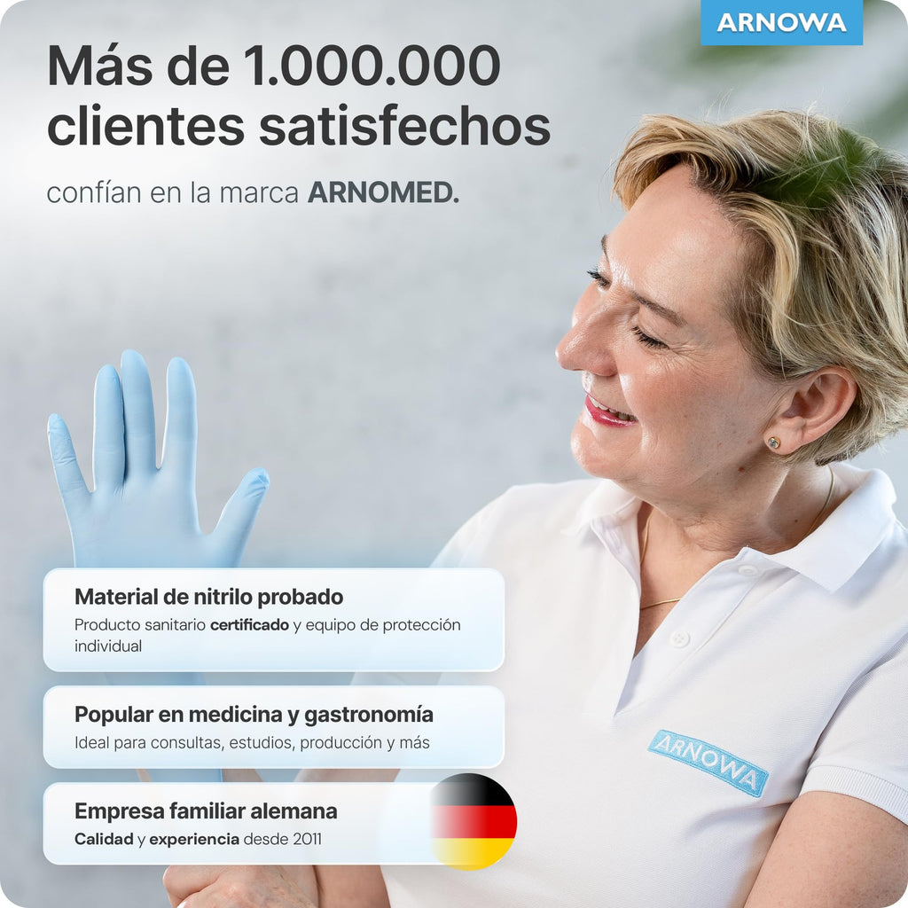 100x ARNOMED® Guantes nitrilo talla L Negro, Guantes desechables quirurgicos y laboratorio, Luvas nitrilo descartaveis sin polvo y látex, Manoplas nitrilo en XS, S, M, L, XL, XXL