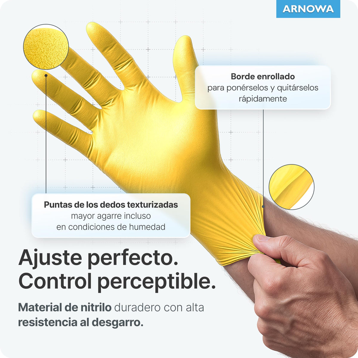 100x ARNOMED® Guantes nitrilo talla L Negro, Guantes desechables quirurgicos y laboratorio, Luvas nitrilo descartaveis sin polvo y látex, Manoplas nitrilo en XS, S, M, L, XL, XXL