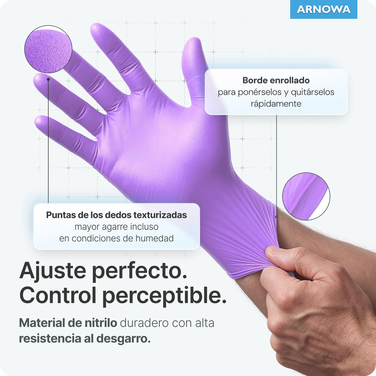 100x ARNOMED® Guantes nitrilo talla L Negro, Guantes desechables quirurgicos y laboratorio, Luvas nitrilo descartaveis sin polvo y látex, Manoplas nitrilo en XS, S, M, L, XL, XXL