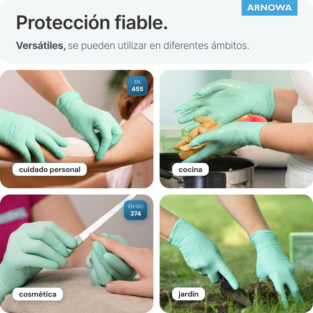 100x ARNOMED® Guantes nitrilo talla L Negro, Guantes desechables quirurgicos y laboratorio, Luvas nitrilo descartaveis sin polvo y látex, Manoplas nitrilo en XS, S, M, L, XL, XXL